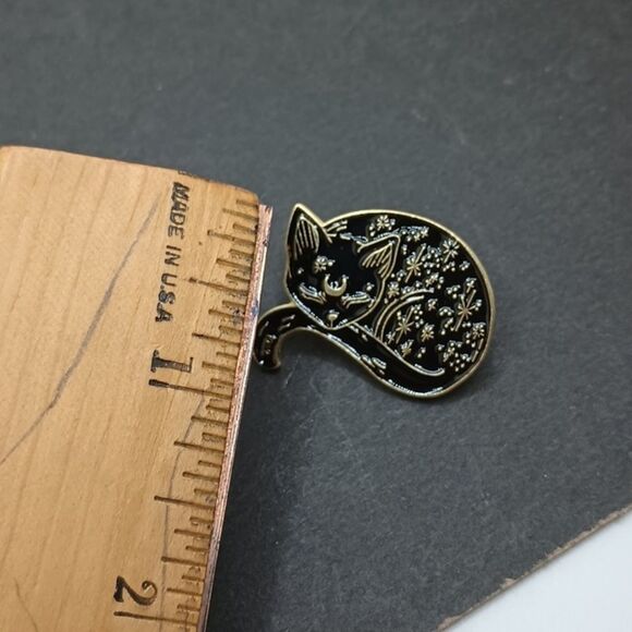 black cat alloy pin Constellation Celestial cat crescent - Picture 5 of 6